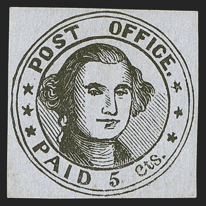 Millbury postmaster's provisional stamp, Original gum, little hinges, vertical watermark