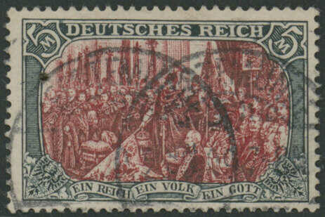 Wilhelm II Speaking at 25th anniversary celebration, 5m slate, carmine Germany stamps