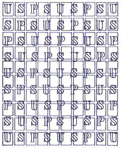 Reverse side of stamps with Double-line USPS watermark