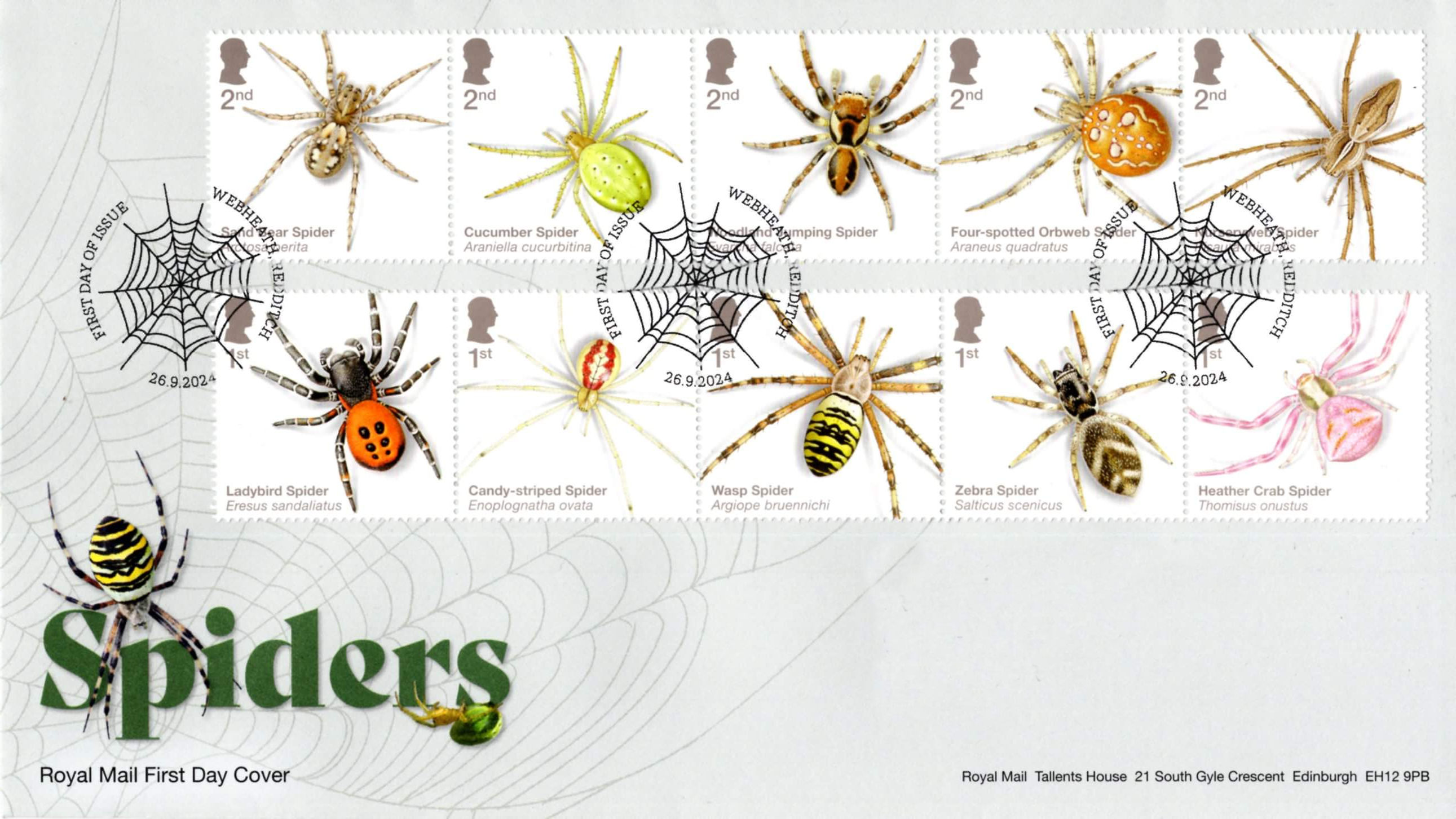 Spiders stamp series UK stamps 2024
