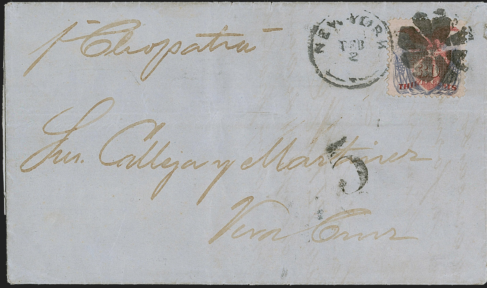 Shield, Eagle and Flags, 30c Blue & Carmine stamp