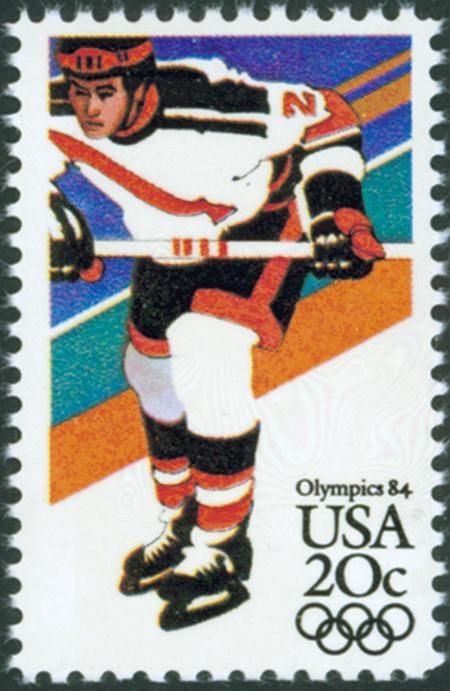 USA,  Ice Hockey 20с stamp, Winter Olympics Sarajevo 4-Stamp Series 1984