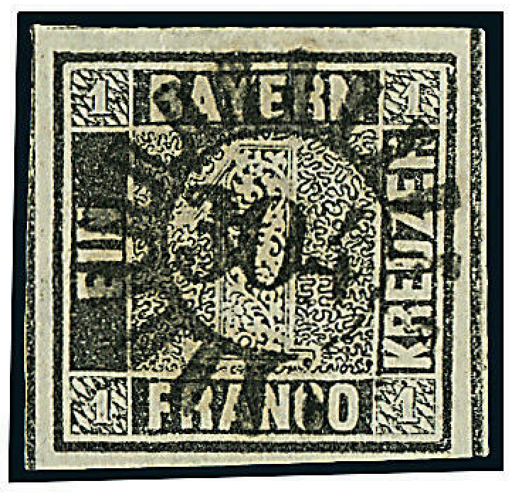 Value-digit-in-the-square, 1 Kr. black stamp Germany