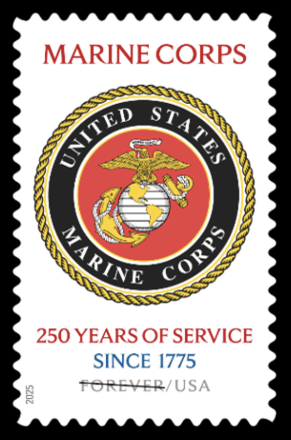 US Marine Corps 250th anniversary forever stamp 2025