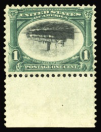 Pan-American Exposition - First lake Navigation: 1901, 1c, 1990 PSE certificate and 2022 PFC graded “VF-85”, inverted center error stamp