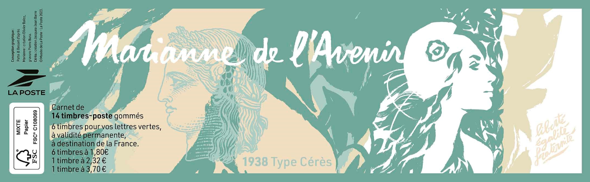 Marianne of the Future stamp / Marianne de L’Avenir 2023 – 85 Years of the Ceres Type stamp