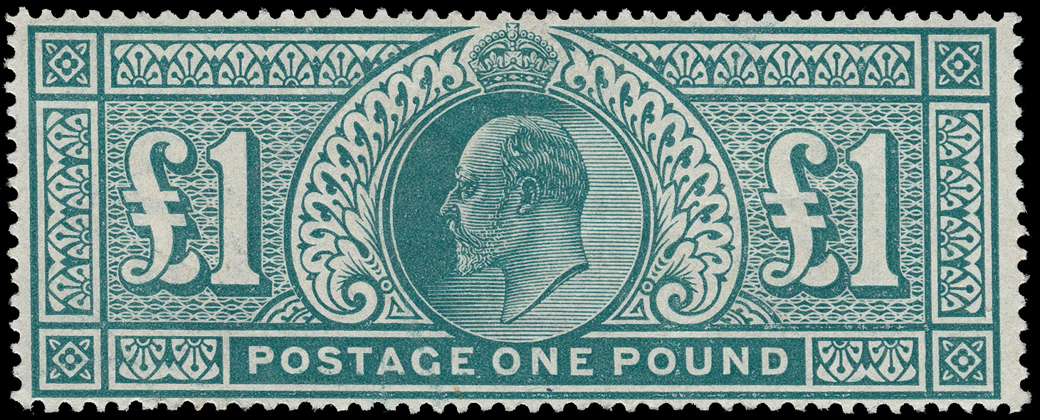King Edward VII, 1902, £1, dull blue-green, Great Britain stamps