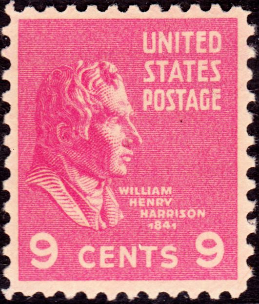 William Henry Harrison 9c stamp of 1938, US Presidents on US postage stamp 