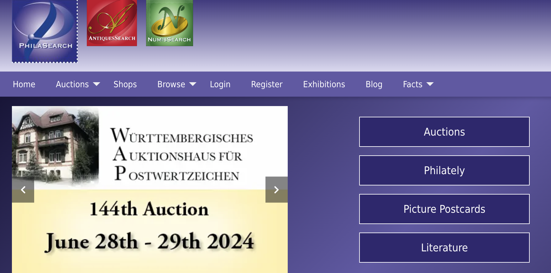 Philasearch stamp auctions and events 