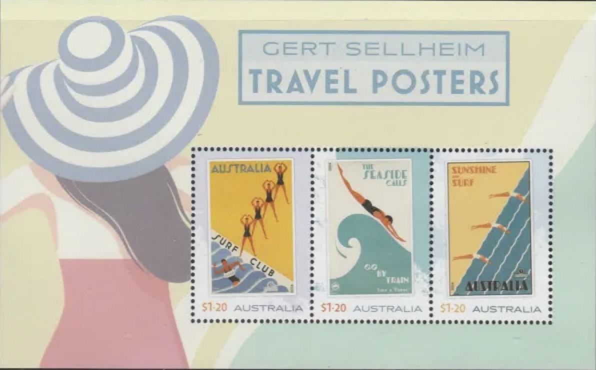 Gert Sellheim travel posters Australia Stamp series 2024