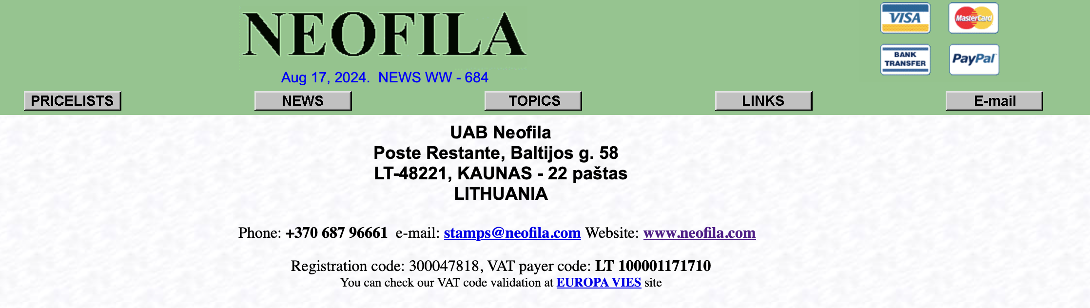 Neophila stamps 