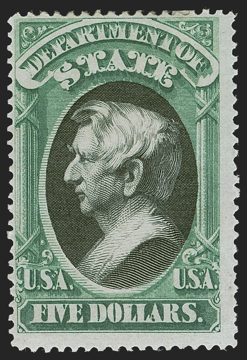 William H. Stewart, 5$, green & black, state department stamp, USA stamp