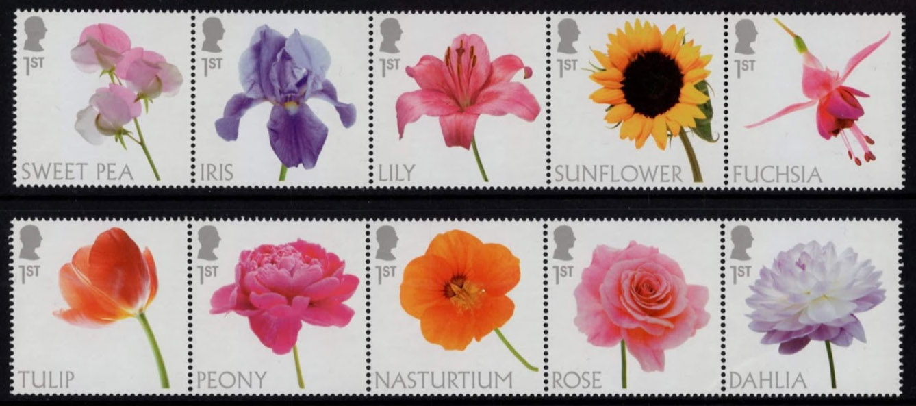 UK Post Office - Beauty of Flowers stamp series 2023