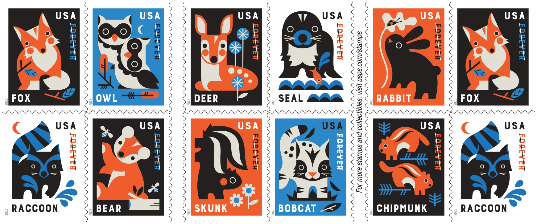 Baby Wild Animals 2025 USPS new stamps