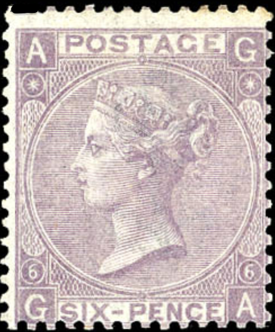 Great Britain, Queen Victoria, 6d lilac stamp, Scott #50, 1867