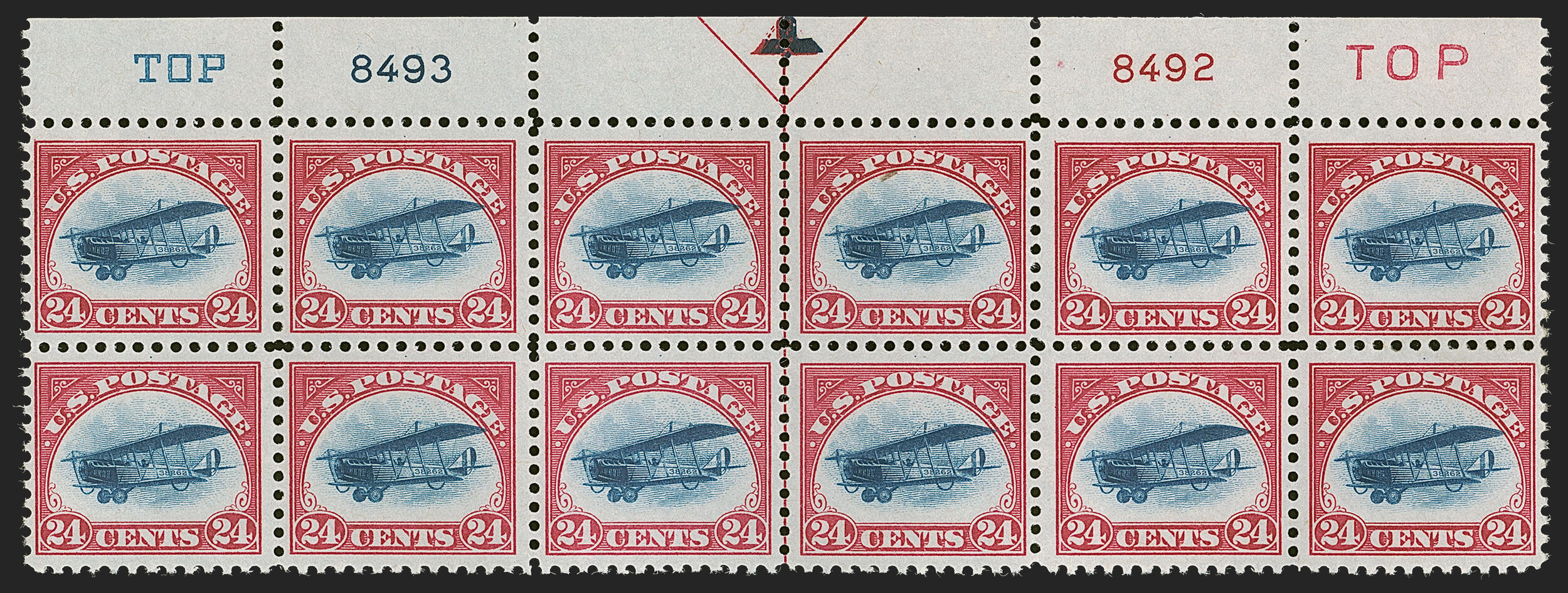 Airpost Curtiss Jenny, 24c, Carmine rose & blue, USA stamp