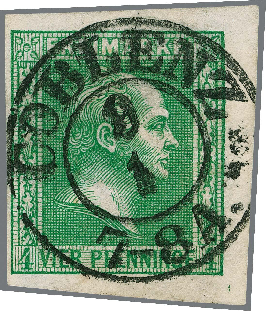 King Frederick William IV, 4 pf, green stamp with a K2 "Coblenz" mark