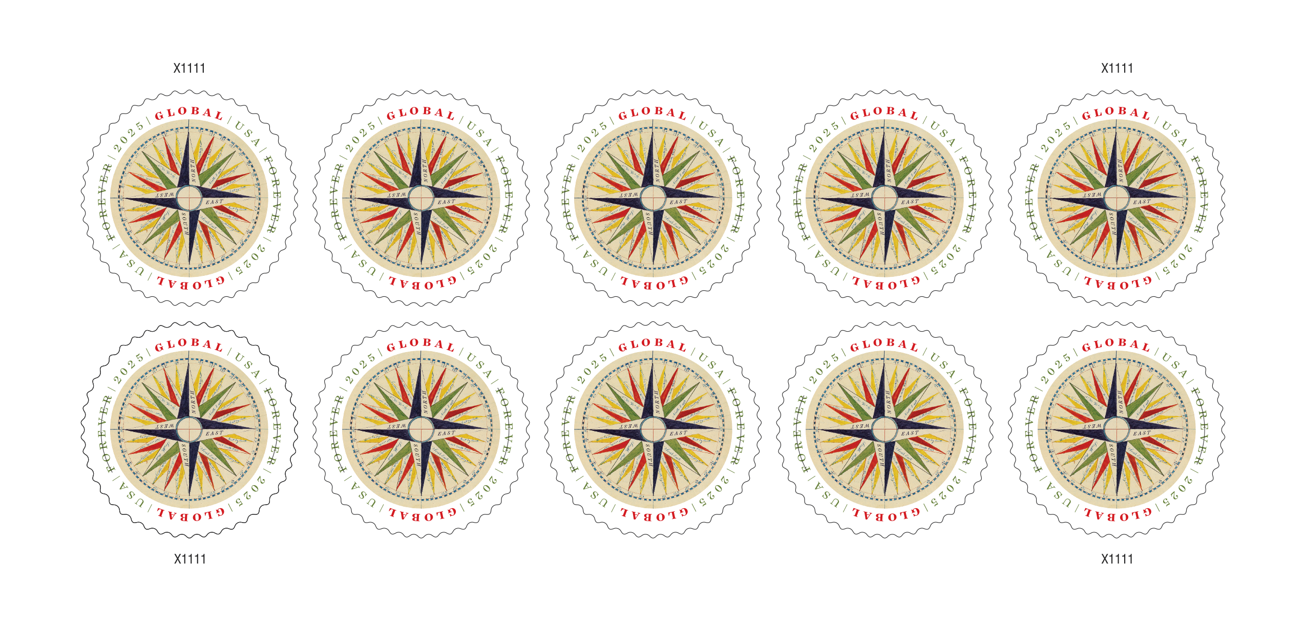Compass Rose stamp (1794), 2025, USPS new stamps
