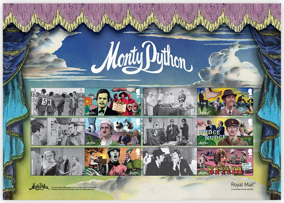 Collectors Souvenir Sheet of stamps - Monty Python’s Flying Circus series os stamps 2025