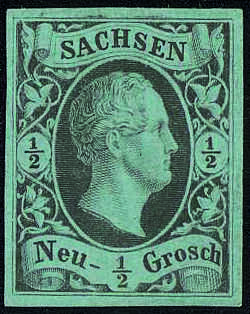Frederick Augustus II, 2ng black, pale blue, German Stamp