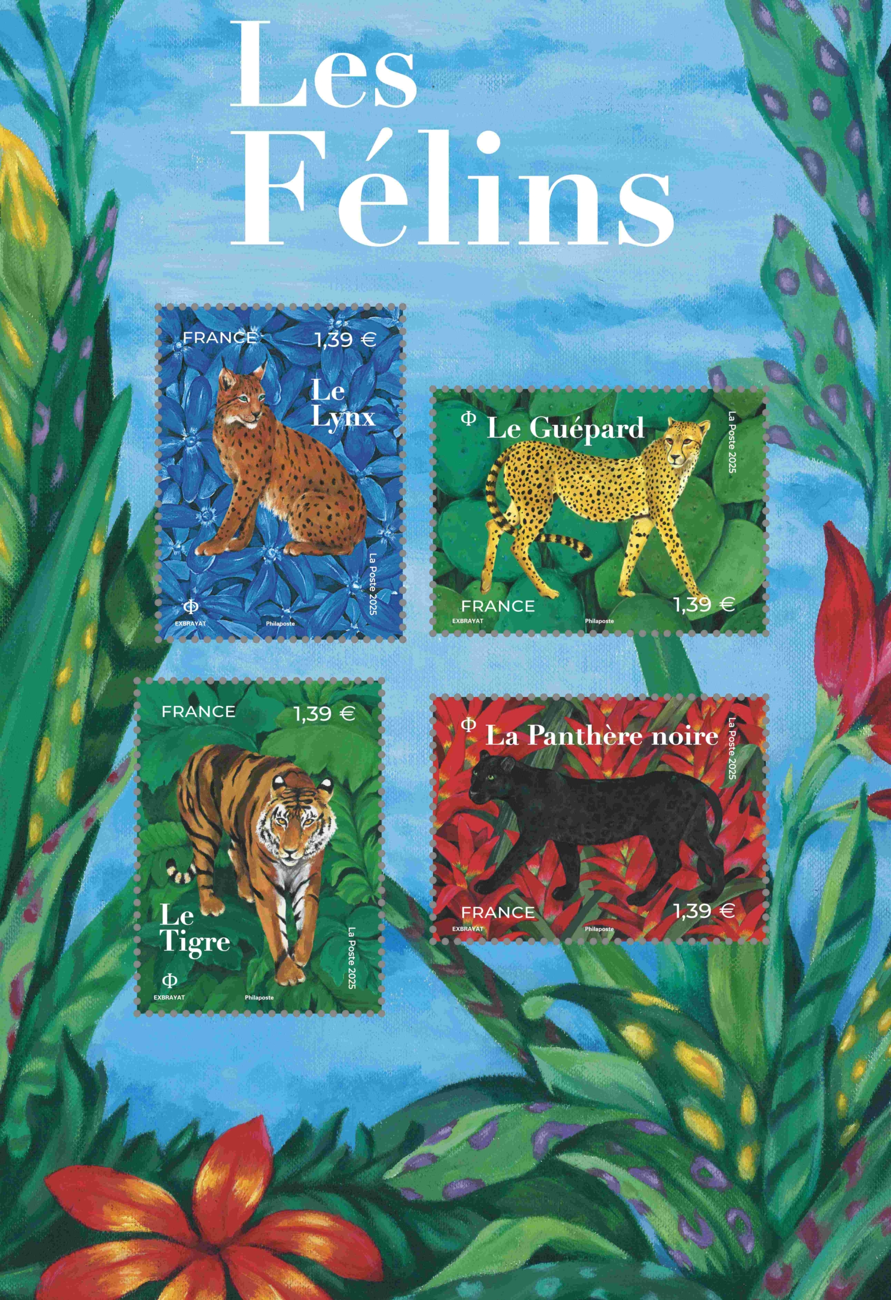 Les Félins new stamps of France 2025