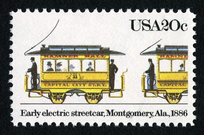 Early Electric Streetcar stamp (Montgomery, Ala, 1886) – Scott #2060