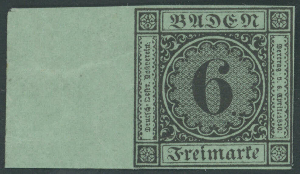 Value-in-Circle, 6 Kr on blue-green stamp