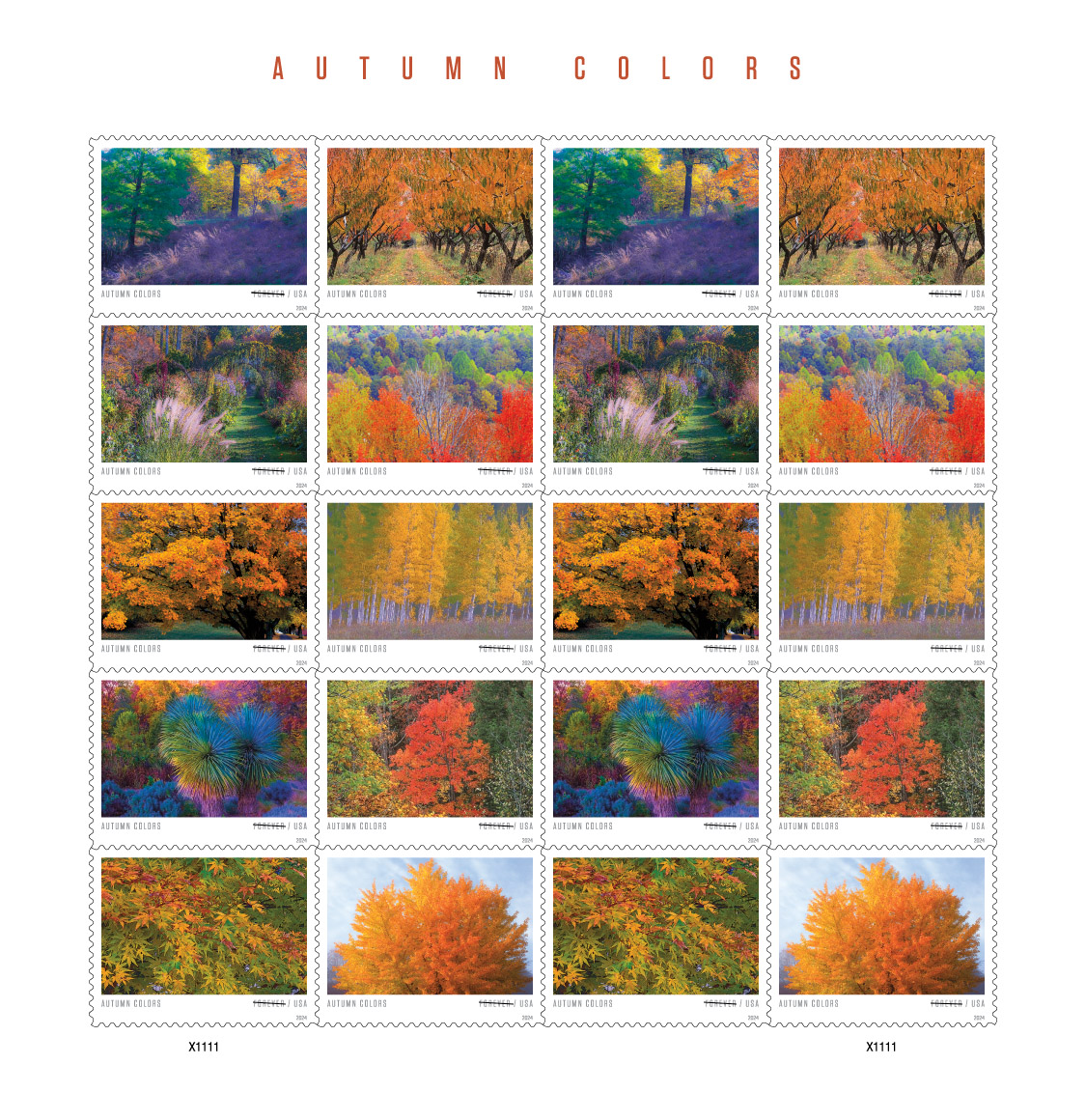 24. Autumn Colors -US 2024 Souvenir sheet of 20 stamps