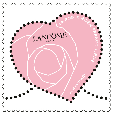 Heart-stamp by Lancôme / Timbre cœur Lancôme New French stamp 2024