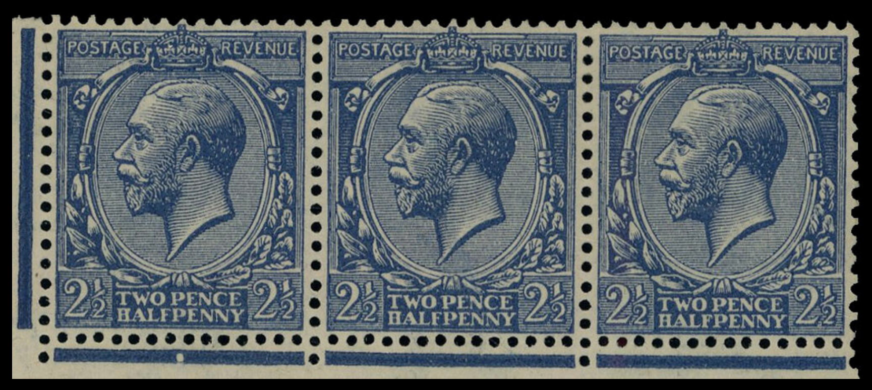 2 1/2p postage revenue King George V Indigo blue stamp