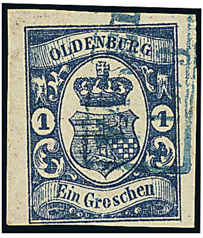 Coat of Arms, 1 Gr., Indigo, blue stamp Germany