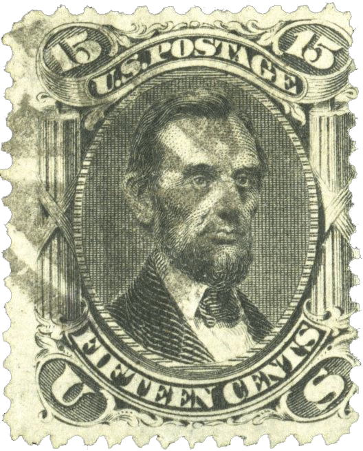 2.	15¢ black Abraham Lincoln Z grill stamp, 1867
