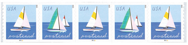 48¢ Sailboats stamps are produced with a fake number P1111