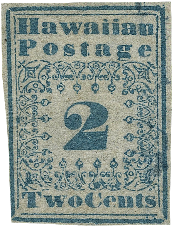 2¢ Blue Hawaiian Missionary stamp, 1851