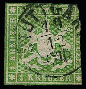 German states - Wurttemberg Coat of Arms 1Kr stamp