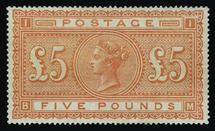 Queen Victoria £5 orange stamp