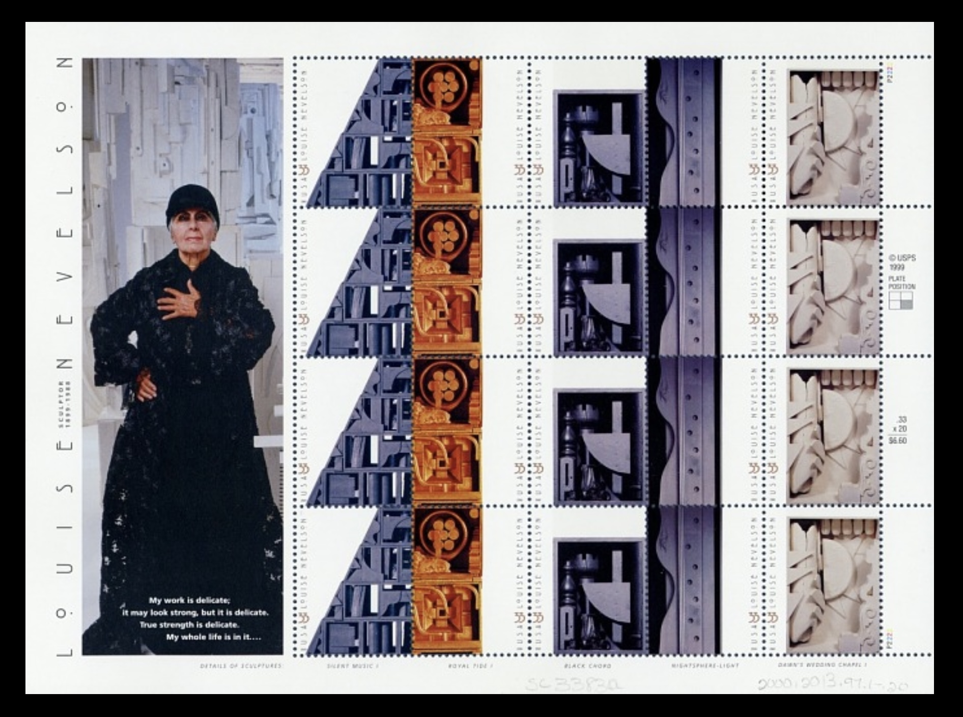 Louise Nevelson 33c stamp Famous US women on stamps