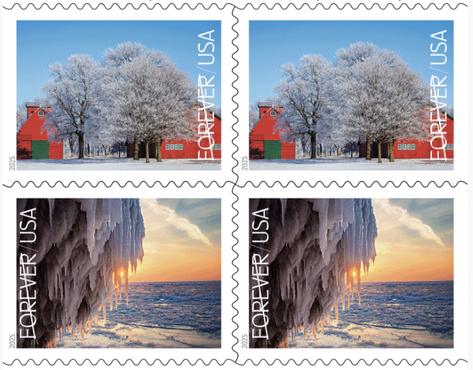 Winter Landscape stamp series USA stamps
