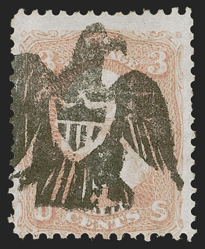 George Wahshington, 3c, rose, USA stamp, cancellation with shield and eagle