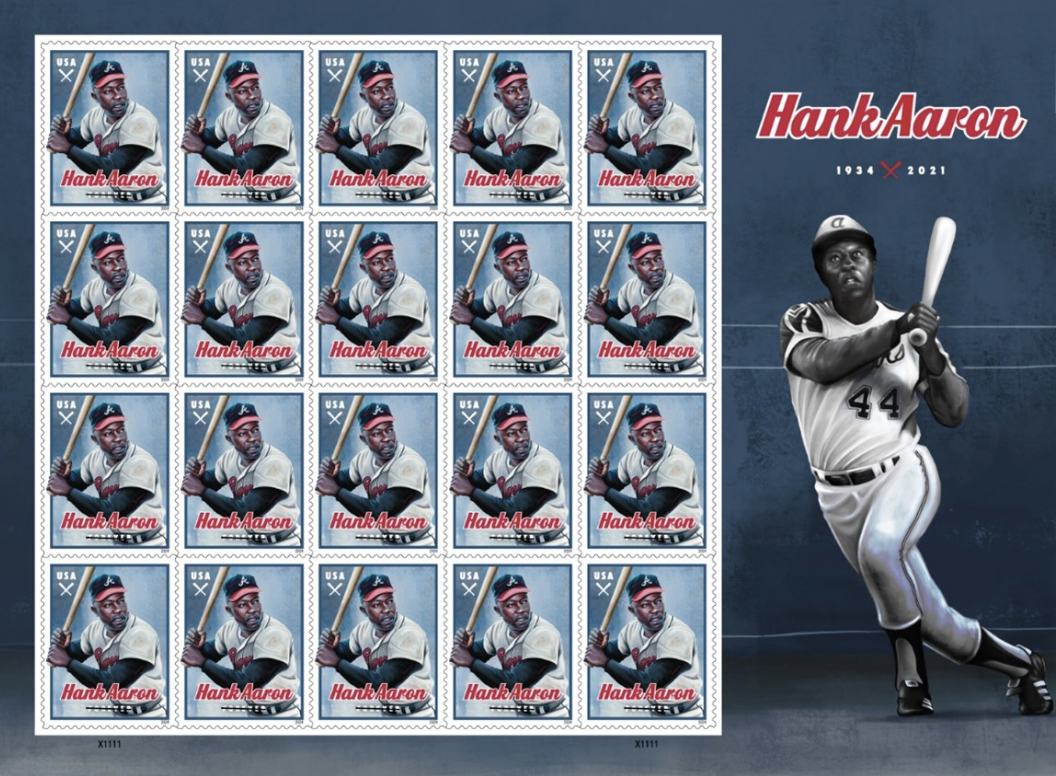 Henry “Hank” Aaron (1934–2021) – 50th Anniversary of Eclipsing Homerun Record  stamp, 2024, USA, USPS new stamps