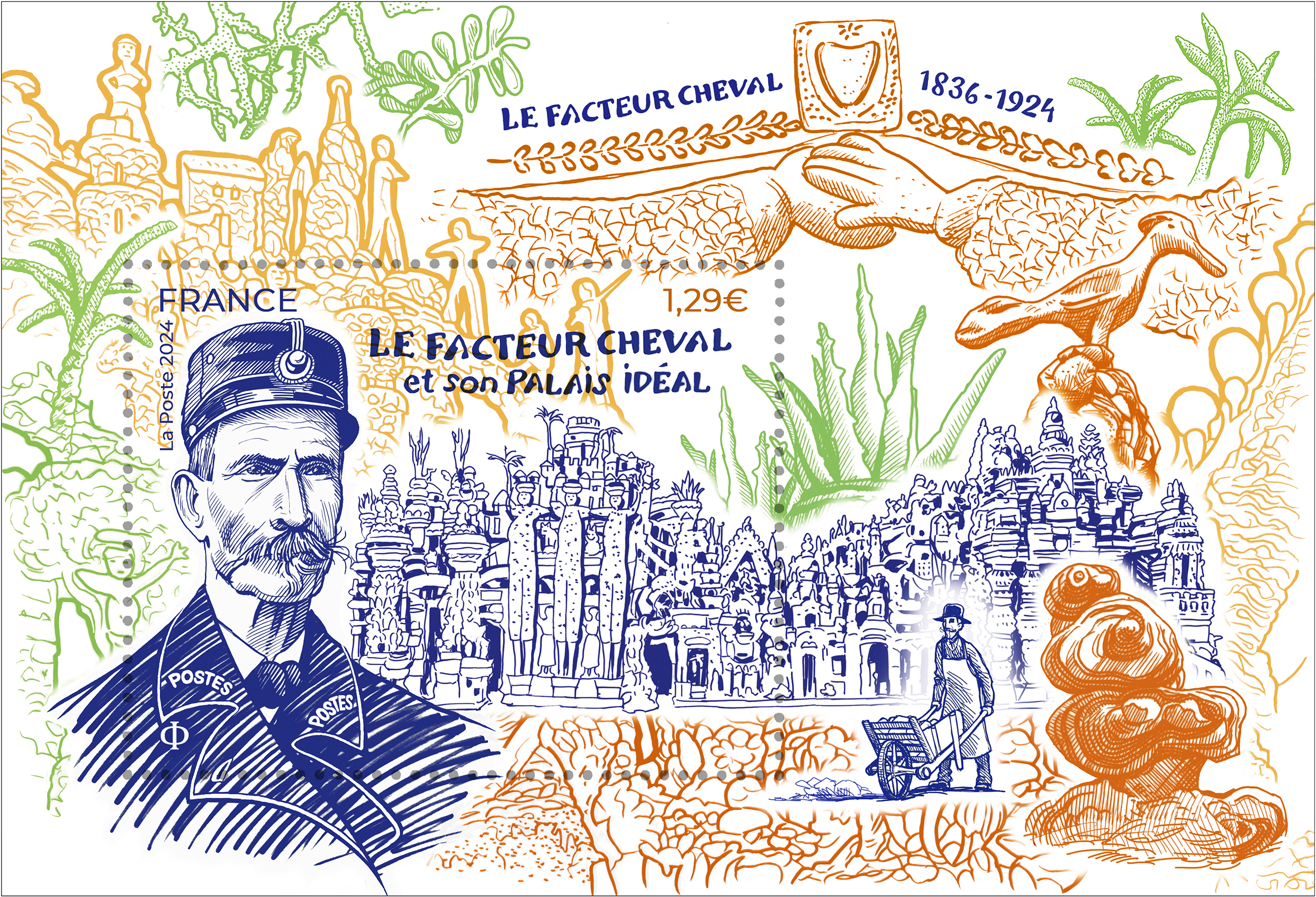 Le Facteur Cheval et Son Palais Idéal, French stamps 