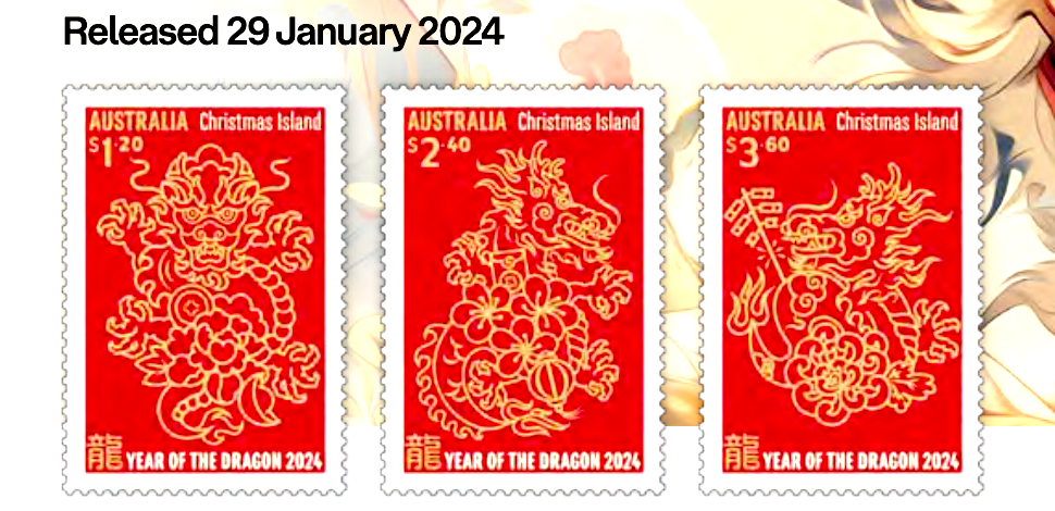 Lunar New Year of the Dragon stamp series 2024 australia