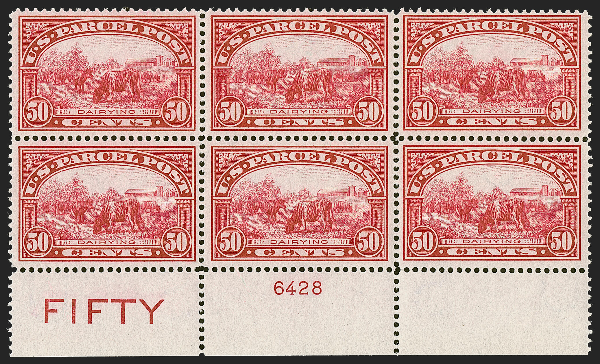 50c Dairying Carmine Rose, Parcel Post