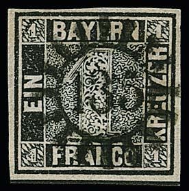 German states - Bavaria 1-Value in the square 1 Kr stamp