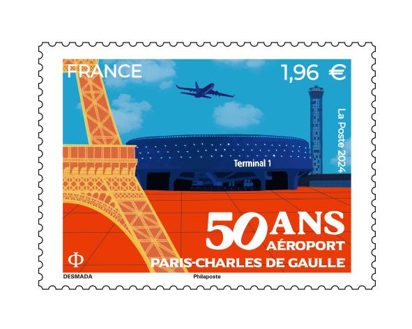Charles de Gaulle Airport, 50th anniversary, stamp, new stamps France