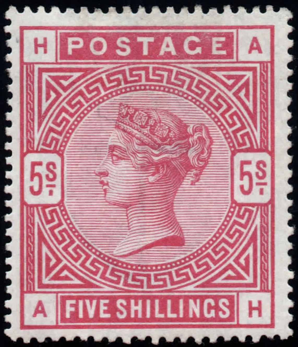 Great Britain, Queen Victoria, 5s rose on white paper stamp, 1882, Scott #90a