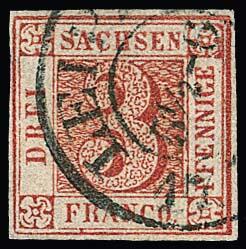 Numeral value, 3pf, brick red, German states Germany stamps