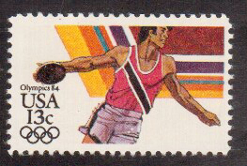 Summer Olympics Los Angeles - Discus Thrower 13c stamp (Scott #2048)