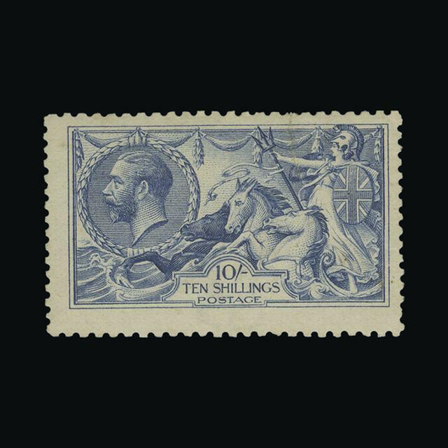 Great Britain (United Kingdom): King George V — "Britannia Rule the Waves", 10 sh, dark blue