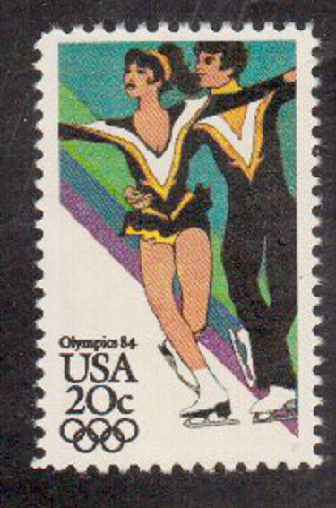 USA, Figure skating 20c stamp, Winter Olympics Sarajevo 4-Stamp Series 1984